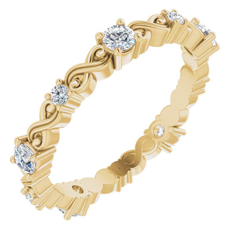 2.5mm Infinity Inspired Round Brilliant Moissanite Eternity Ring