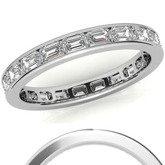 3x2mm Emerald Moissanite Channel Set Eternity Band