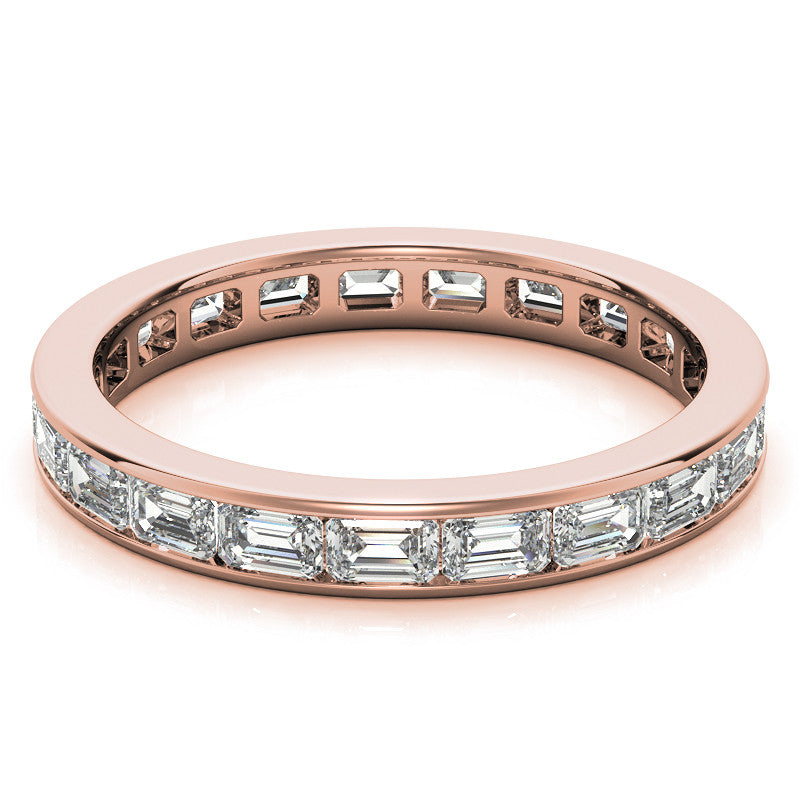 3x2mm Emerald Moissanite Channel Set Eternity Band