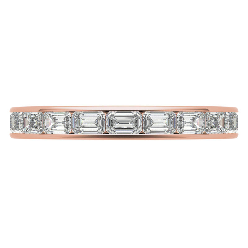 3x2mm Emerald Moissanite Channel Set Eternity Band