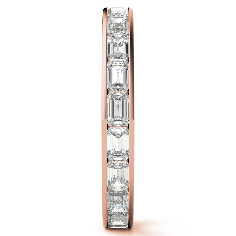3x2mm Emerald Moissanite Channel Set Eternity Band