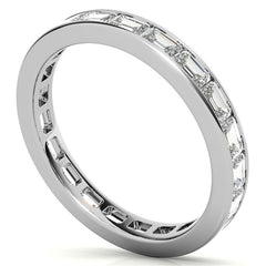 3x2mm Emerald Moissanite Channel Set Eternity Band