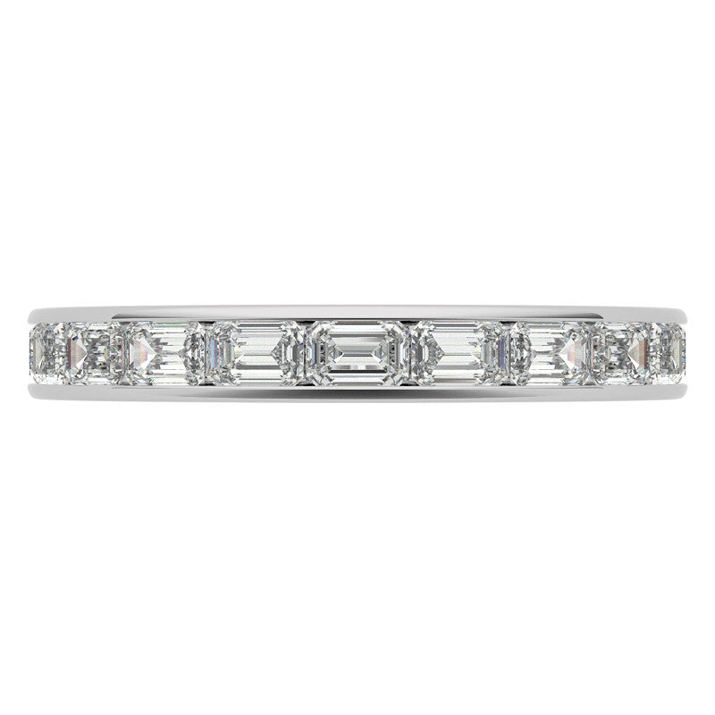 3x2mm Emerald Moissanite Channel Set Eternity Band
