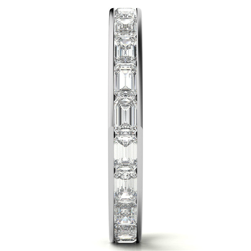3x2mm Emerald Moissanite Channel Set Eternity Band
