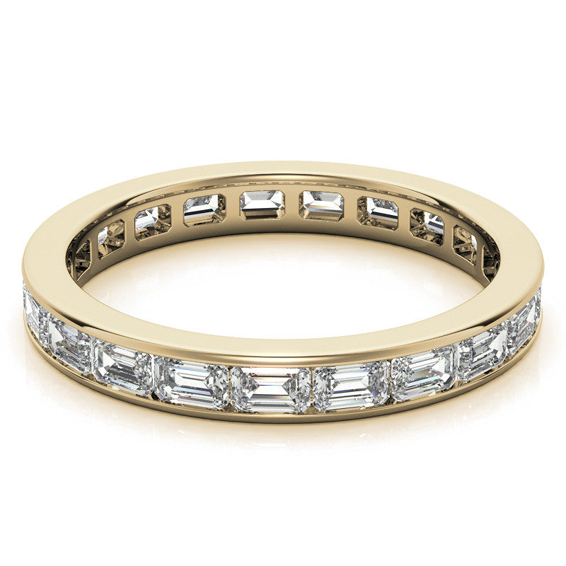 3x2mm Emerald Moissanite Channel Set Eternity Band
