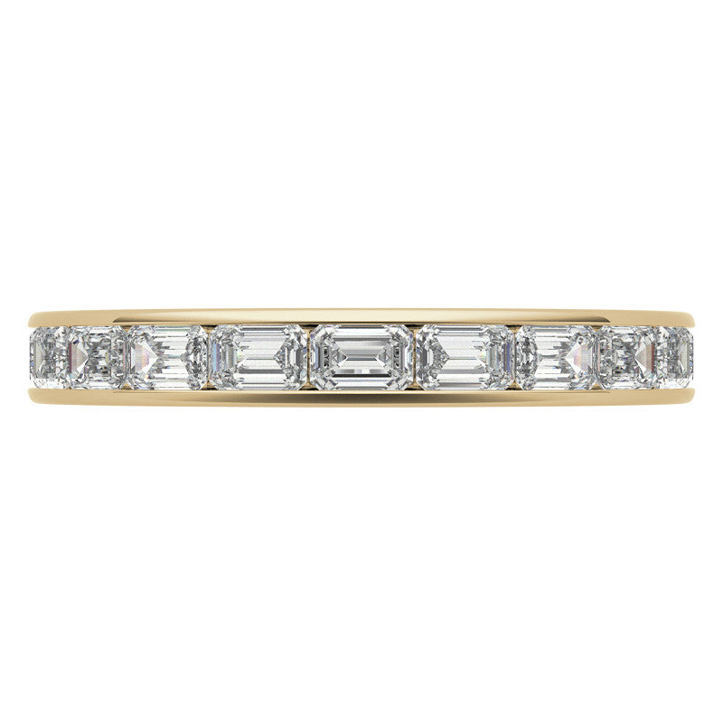 3x2mm Emerald Moissanite Channel Set Eternity Band