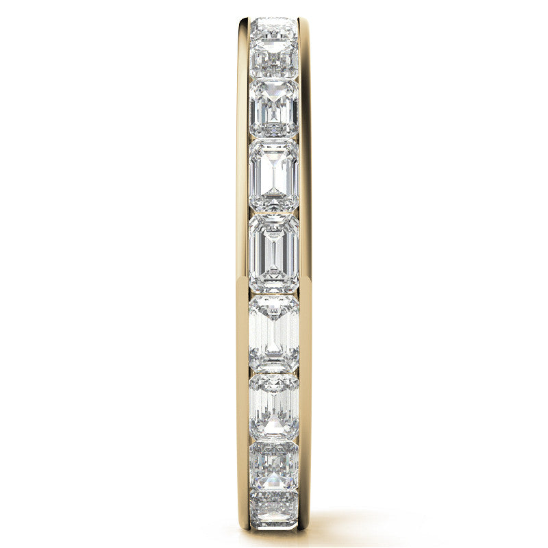 3x2mm Emerald Moissanite Channel Set Eternity Band