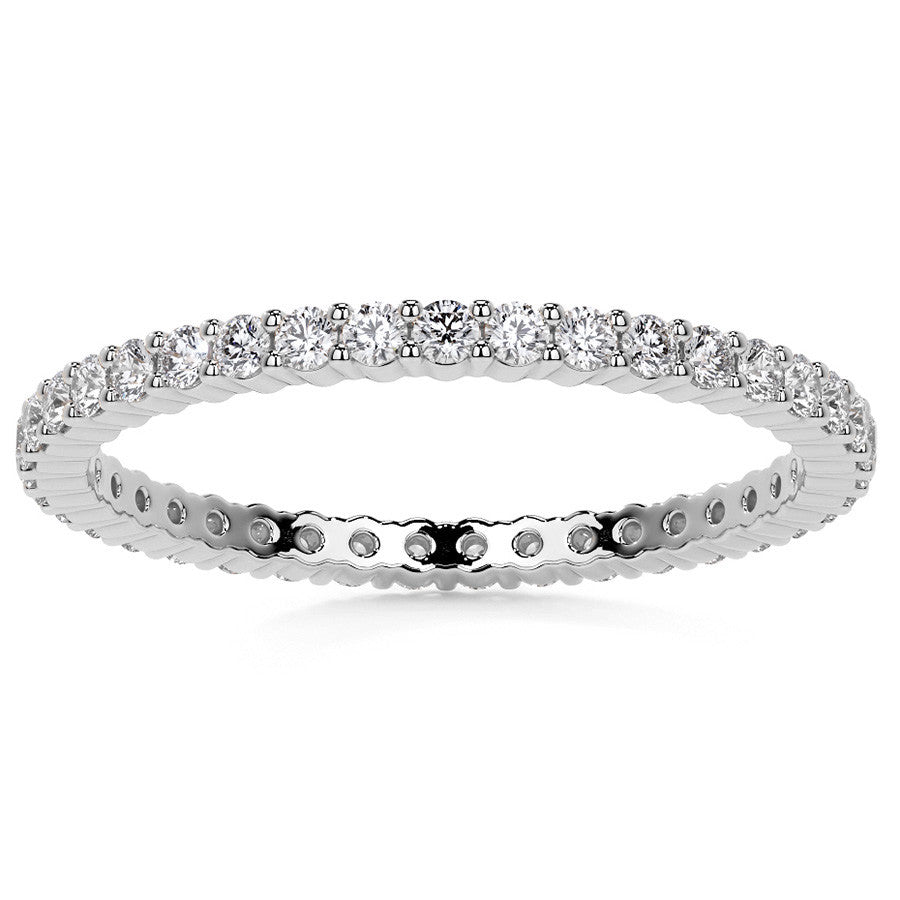Round Brilliant Shared Prong Moissanite Eternity Ring 0.5ct - 0.6ct