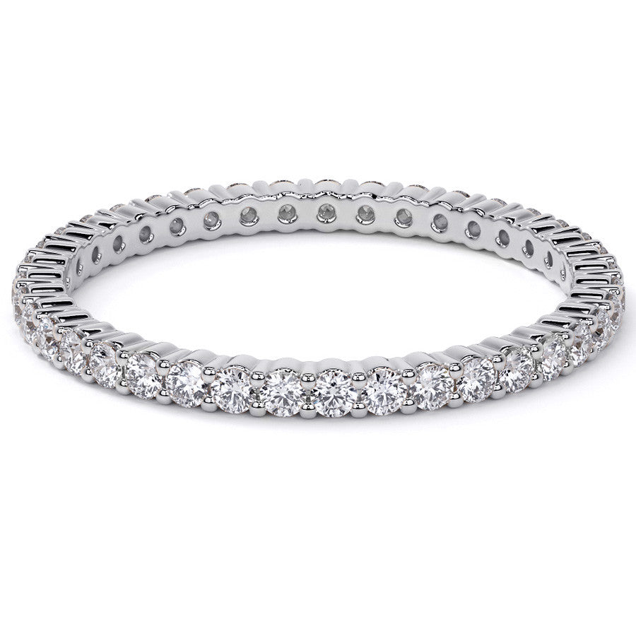 Round Brilliant Shared Prong Moissanite Eternity Ring 0.5ct - 0.6ct
