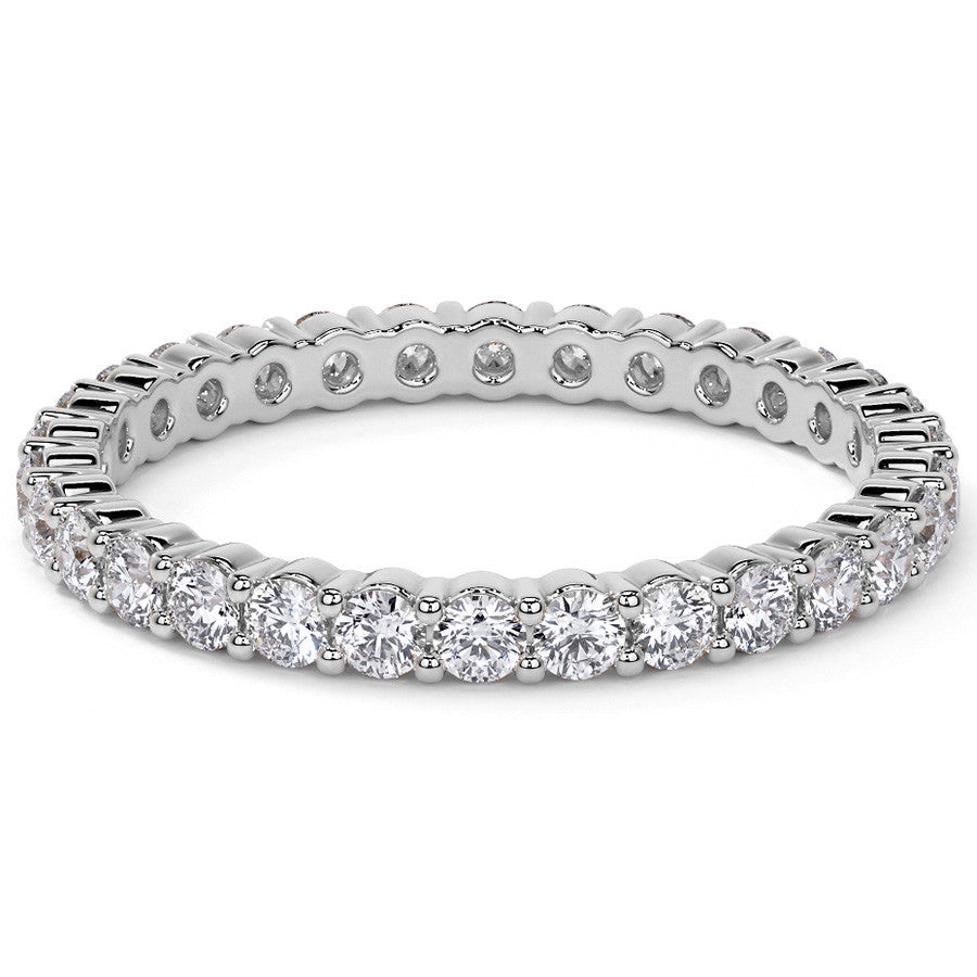 Round Brilliant Shared Prong Moissanite Eternity Ring 0.7ct - 0.9ct