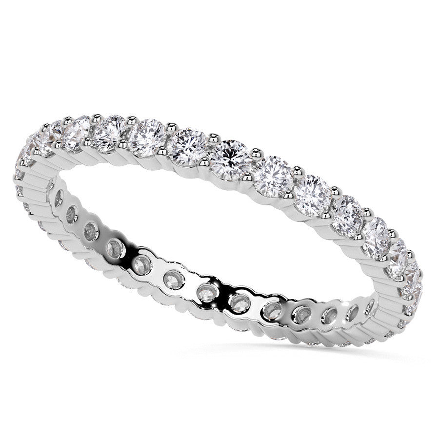 Round Brilliant Shared Prong Moissanite Eternity Ring 0.7ct - 0.9ct
