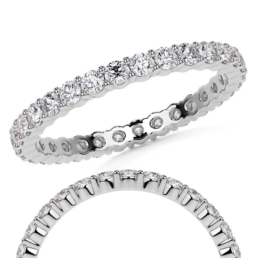 Round Brilliant Shared Prong Moissanite Eternity Ring 0.7ct - 0.9ct