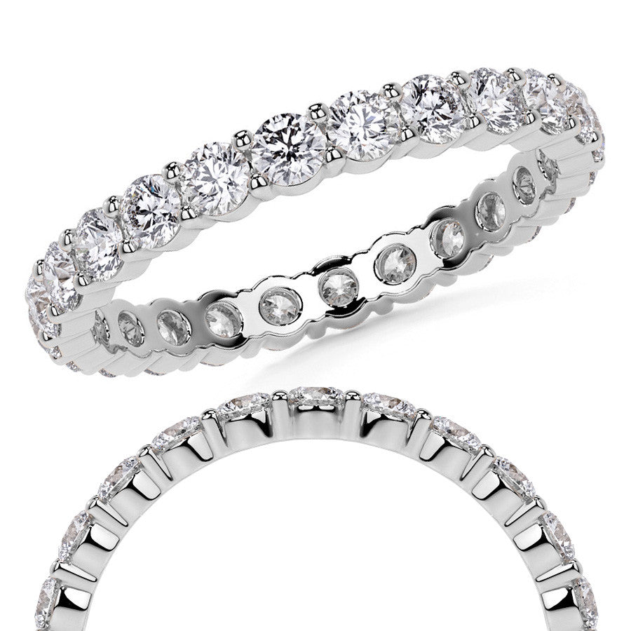 Round Brilliant Shared Prong Moissanite Eternity Ring 1.3ct - 1.5ct