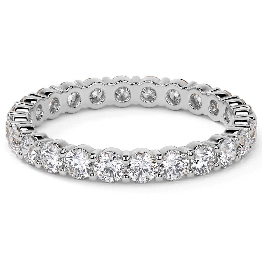 Round Brilliant Shared Prong Moissanite Eternity Ring 1.3ct - 1.5ct