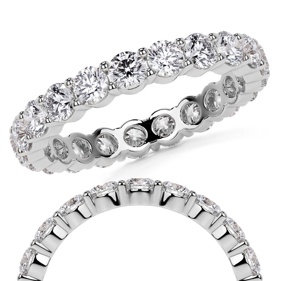 Round Brilliant Shared Prong Moissanite Eternity Ring 1.8ct - 2.1ct