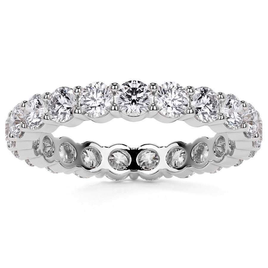 Round Brilliant Shared Prong Moissanite Eternity Ring 1.8ct - 2.1ct