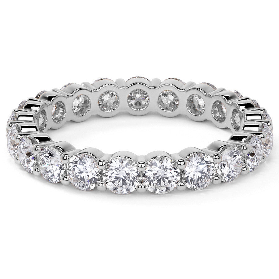 Round Brilliant Shared Prong Moissanite Eternity Ring 1.8ct - 2.1ct