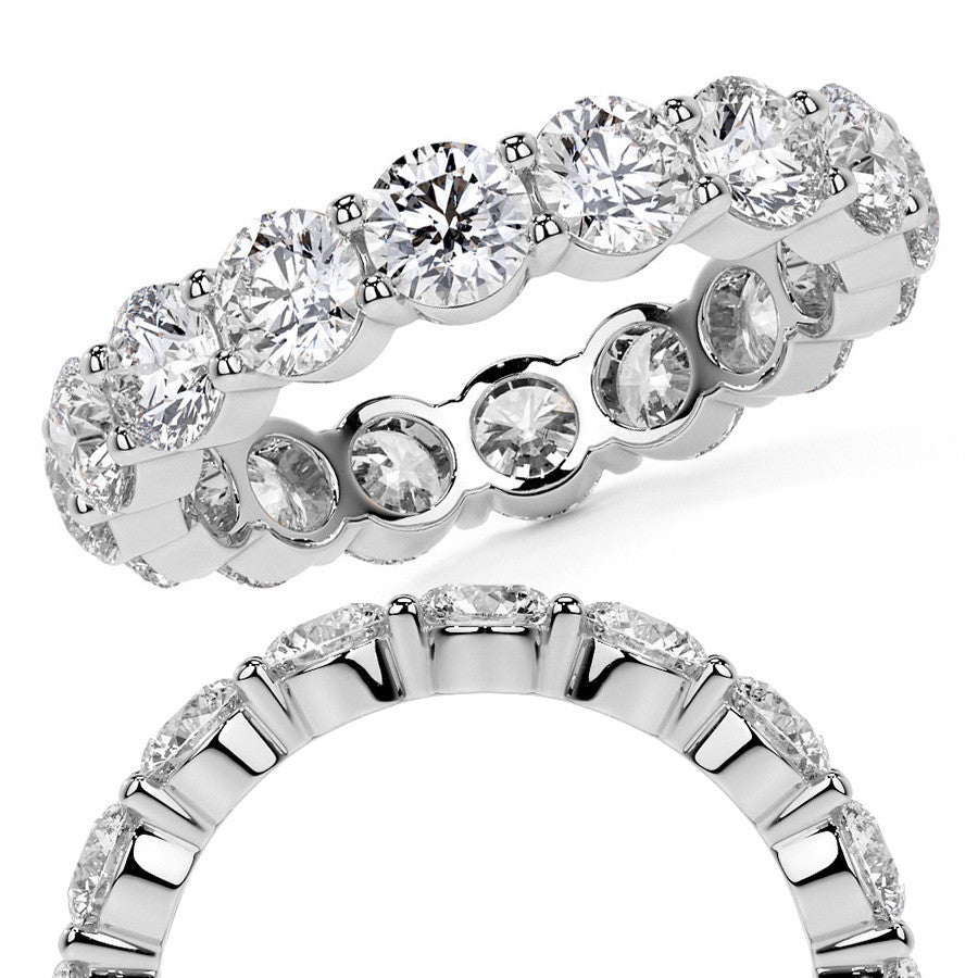 Round Brilliant Shared Prong Moissanite Eternity Ring 3.5ct - 4.2ct