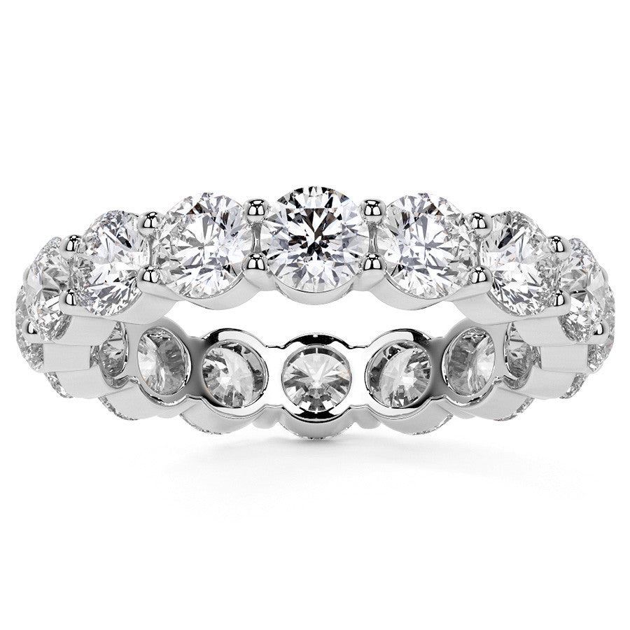 Round Brilliant Shared Prong Moissanite Eternity Ring 3.5ct - 4.2ct