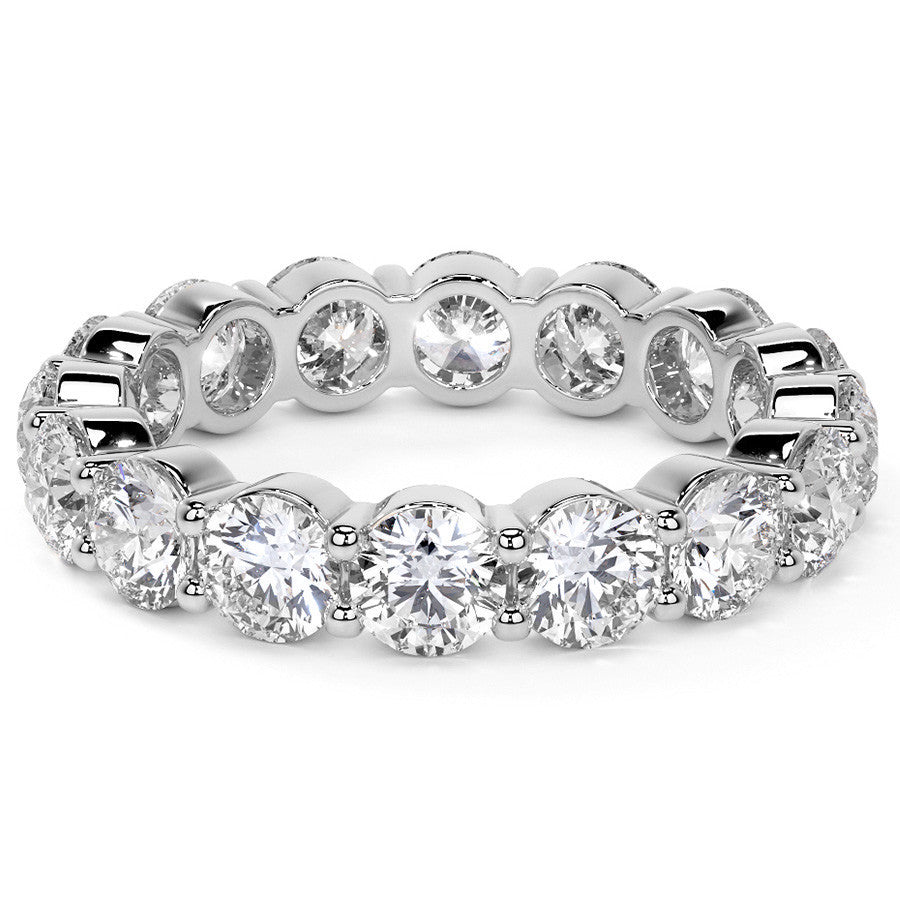 Round Brilliant Shared Prong Moissanite Eternity Ring 3.5ct - 4.2ct