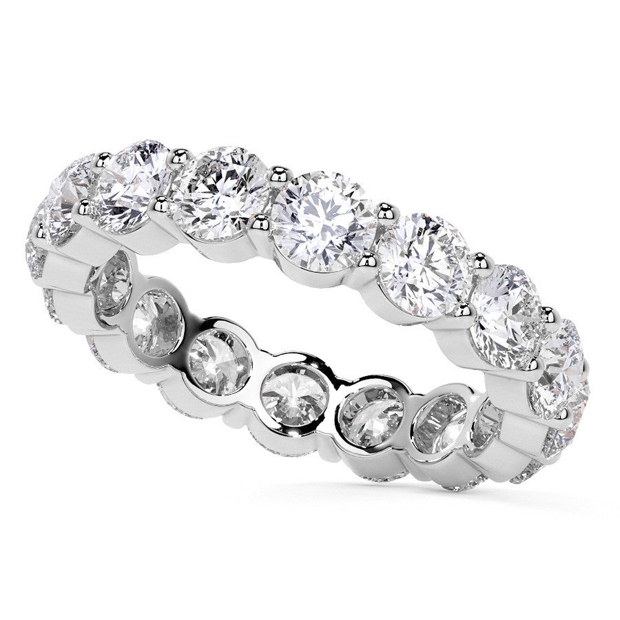Round Brilliant Shared Prong Moissanite Eternity Ring 3.5ct - 4.2ct