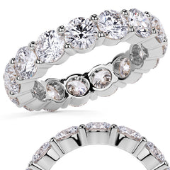 Round Brilliant Shared Prong Moissanite Eternity Ring 4.6ct - 5.2ct