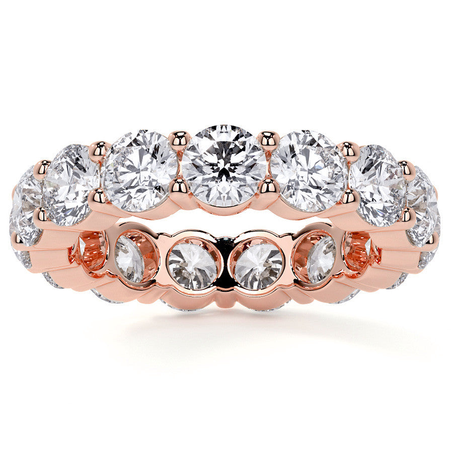 Round Brilliant Shared Prong Moissanite Eternity Ring 4.6ct - 5.2ct