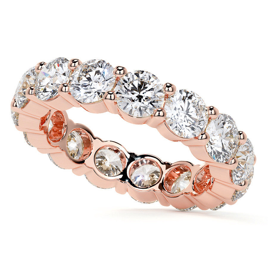Round Brilliant Shared Prong Moissanite Eternity Ring 4.6ct - 5.2ct