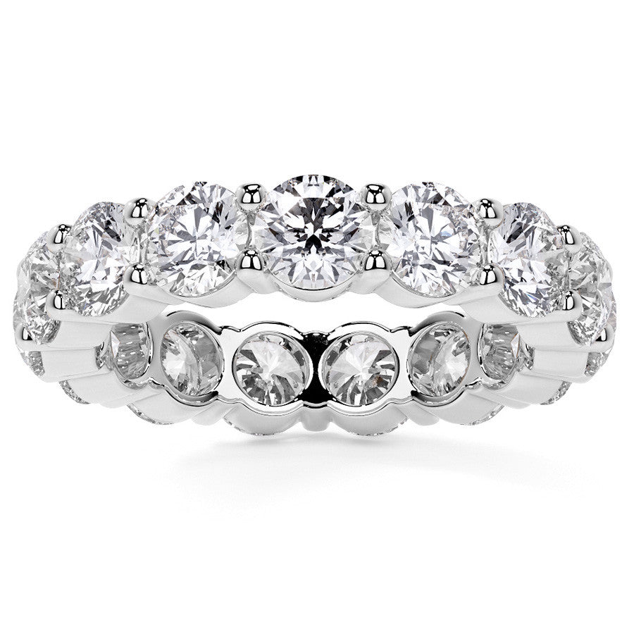 Round Brilliant Shared Prong Moissanite Eternity Ring 4.6ct - 5.2ct