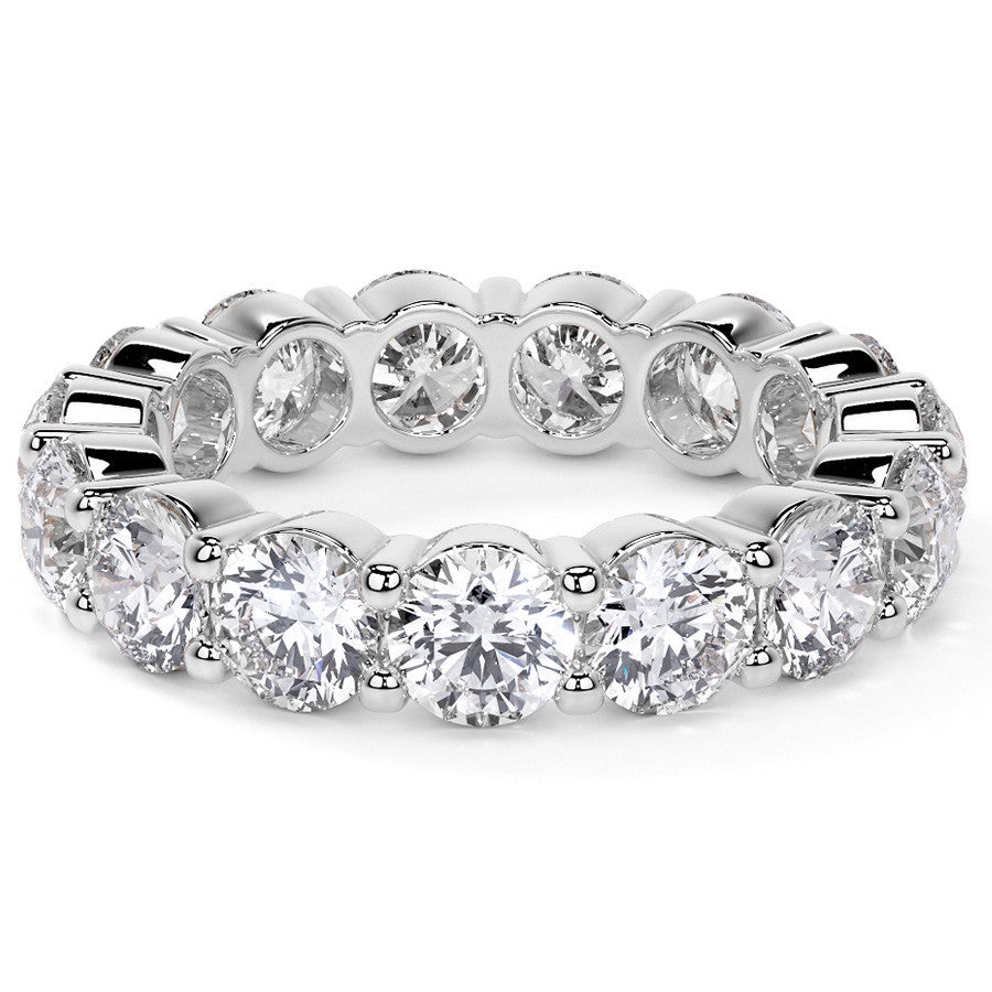 Round Brilliant Shared Prong Moissanite Eternity Ring 4.6ct - 5.2ct