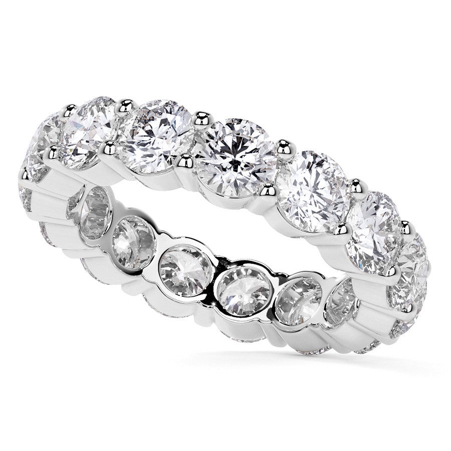 Round Brilliant Shared Prong Moissanite Eternity Ring 4.6ct - 5.2ct