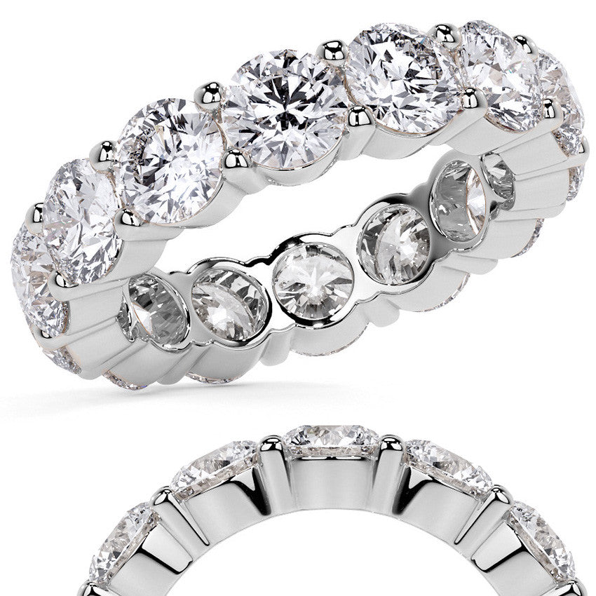 Round Brilliant Shared Prong Moissanite Eternity Ring 6.5 - 7.5ct