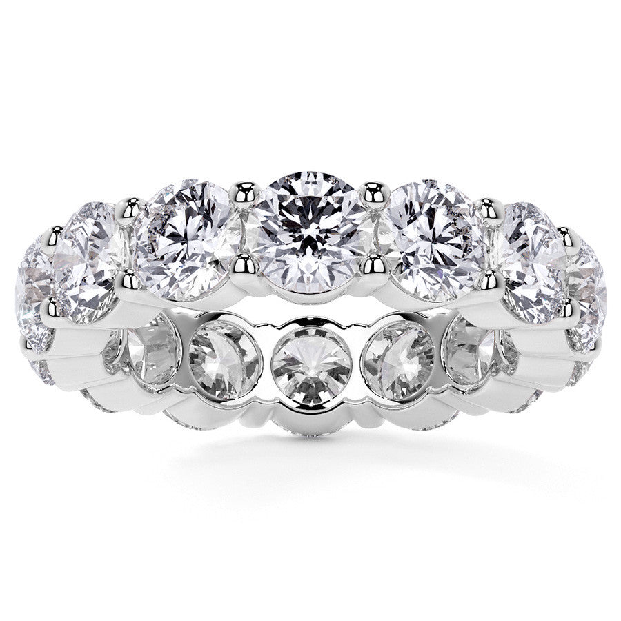 Round Brilliant Shared Prong Moissanite Eternity Ring 6.5 - 7.5ct