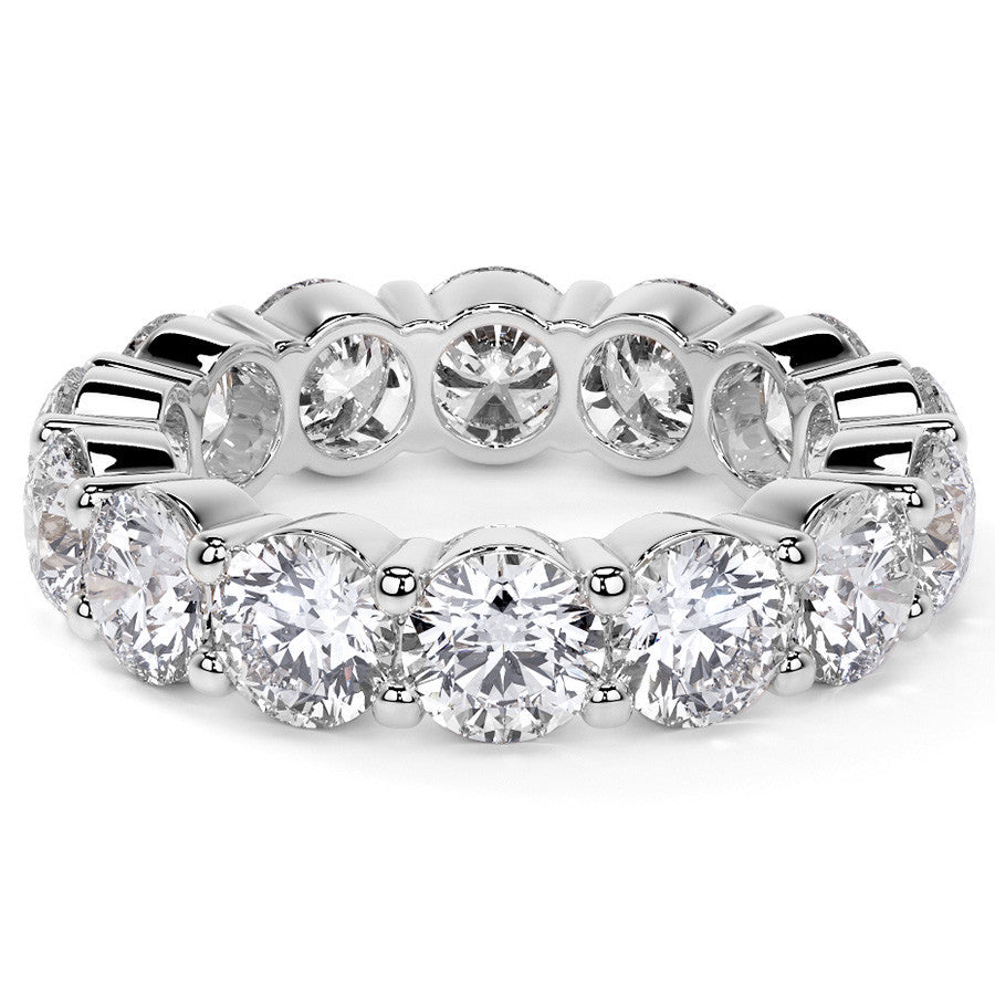 Round Brilliant Shared Prong Moissanite Eternity Ring 6.5 - 7.5ct
