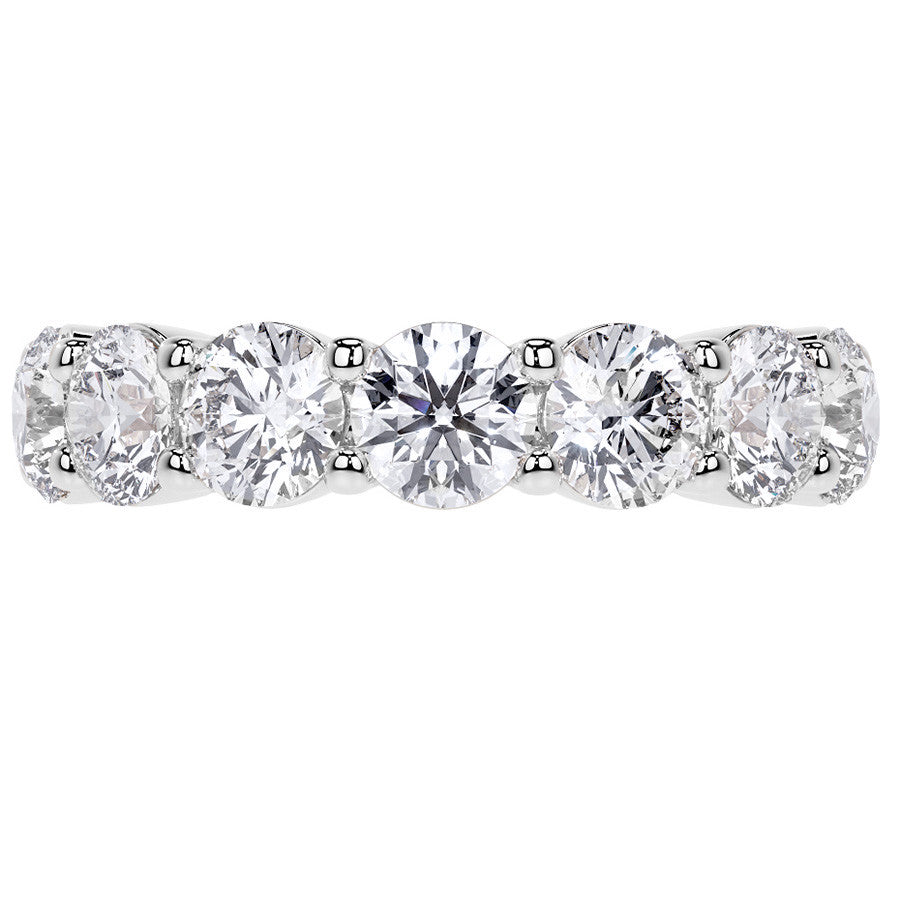 Round Brilliant Shared Prong Moissanite Eternity Ring 6.5 - 7.5ct