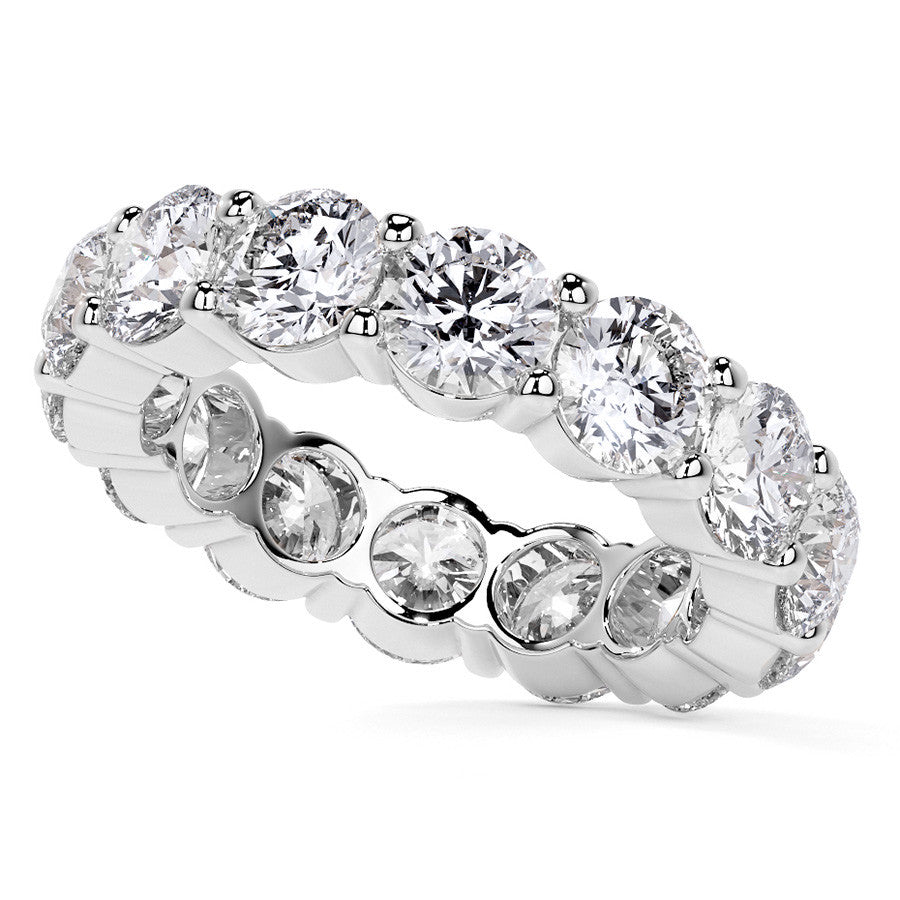 Round Brilliant Shared Prong Moissanite Eternity Ring 6.5 - 7.5ct