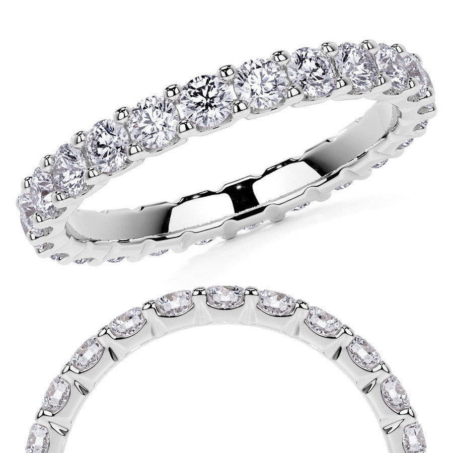 Round Brilliant U-Prong Moissanite Eternity Ring 1.2ct - 1.5ct