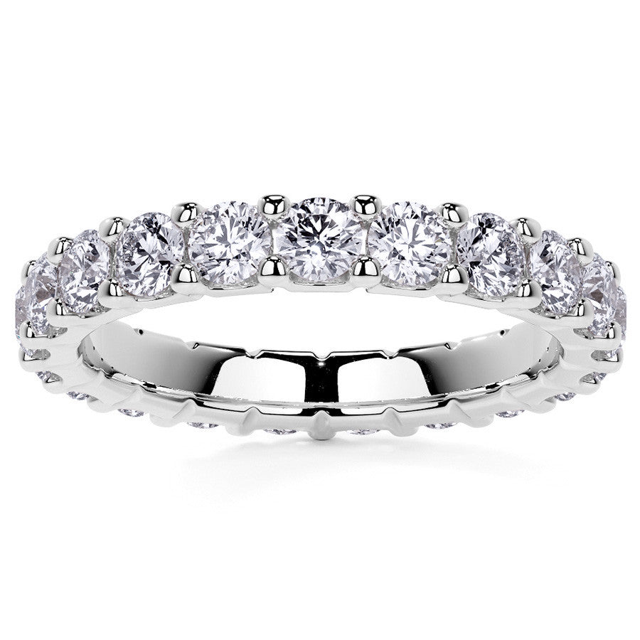 Round Brilliant U-Prong Moissanite Eternity Ring 1.9ct - 2.2ct