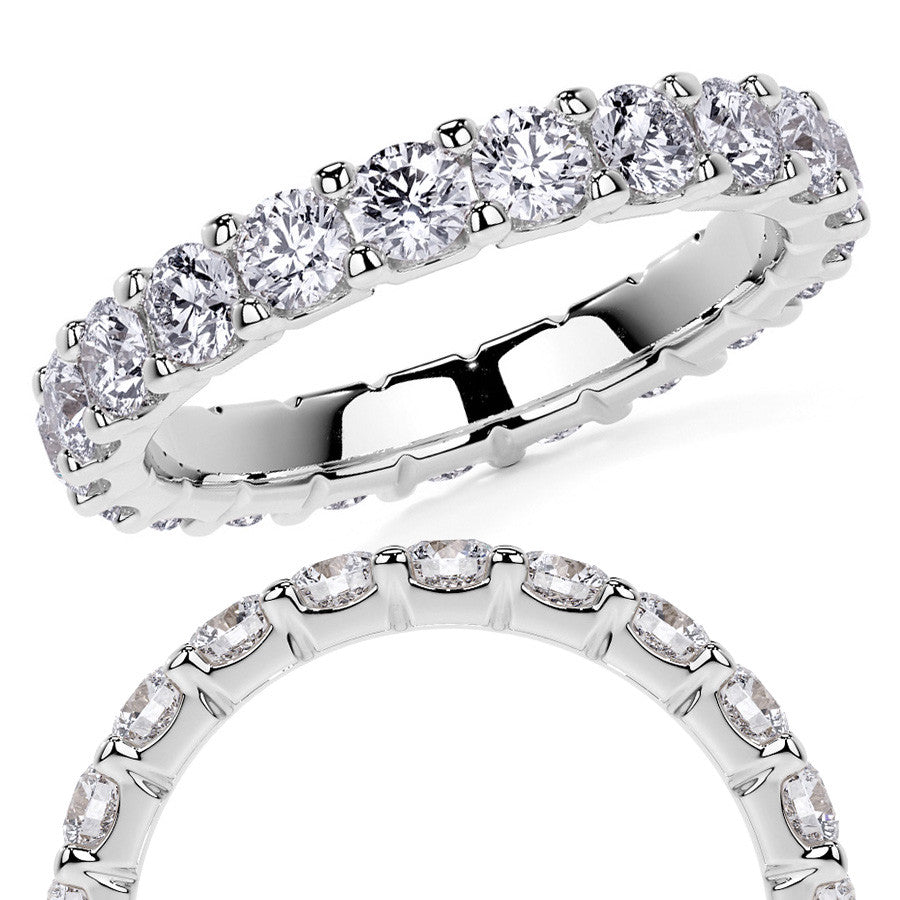 Round Brilliant U-Prong Moissanite Eternity Ring 1.9ct - 2.2ct