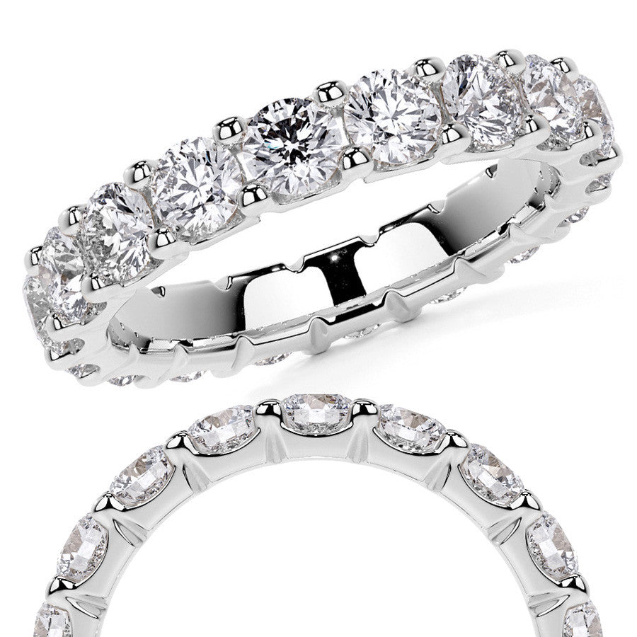 Round Brilliant U-Prong Moissanite Eternity Ring 2.4ct - 2.7ct