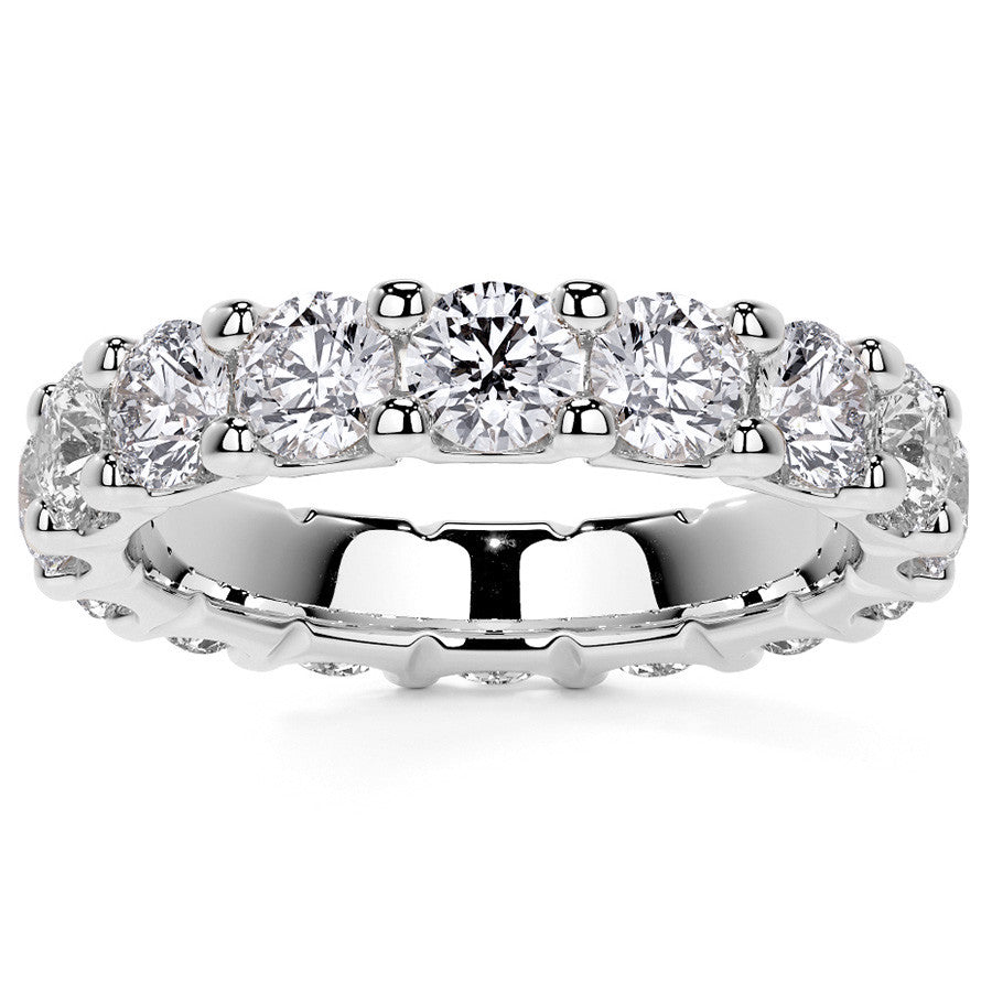 Round Brilliant U-Prong Moissanite Eternity Ring 3.5ct - 4.2ct