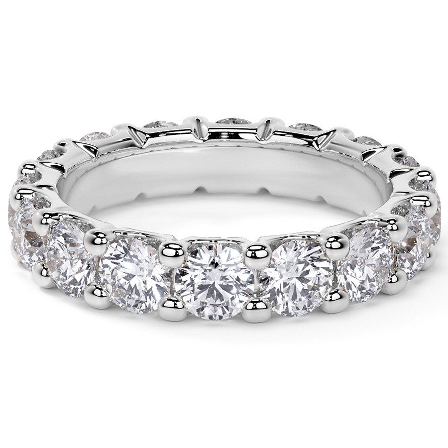 Round Brilliant U-Prong Moissanite Eternity Ring 3.5ct - 4.2ct