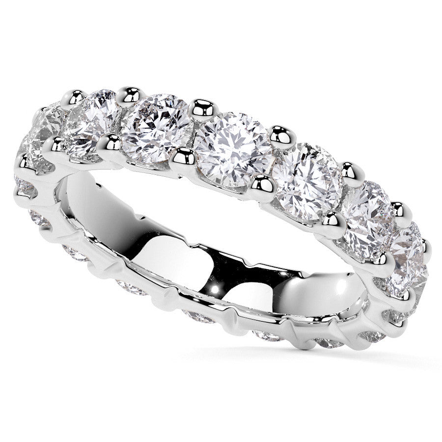 Round Brilliant U-Prong Moissanite Eternity Ring 3.5ct - 4.2ct