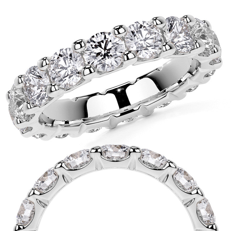 Round Brilliant U-Prong Moissanite Eternity Ring 3.5ct - 4.2ct