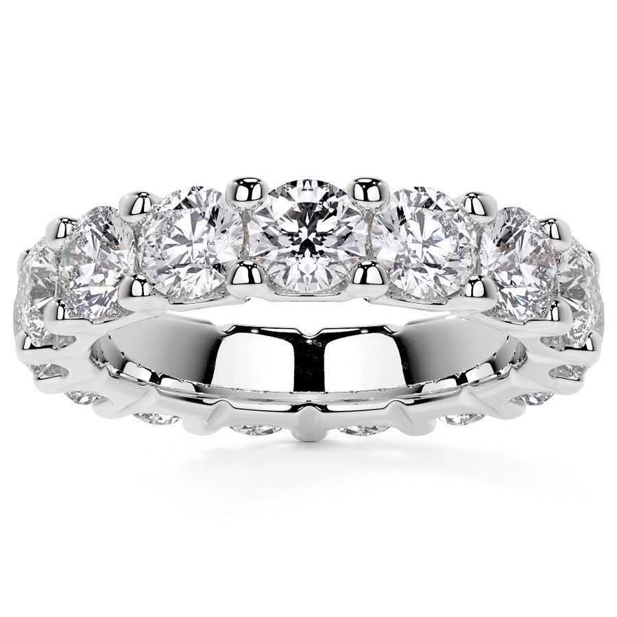 Round Brilliant U-Prong Moissanite Eternity Ring 4.6ct - 5.2ct