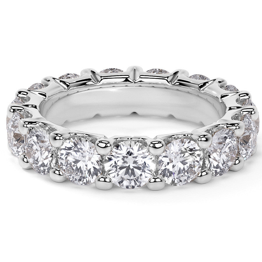 Round Brilliant U-Prong Moissanite Eternity Ring 4.6ct - 5.2ct
