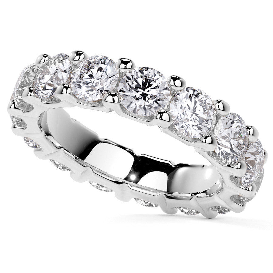 Round Brilliant U-Prong Moissanite Eternity Ring 4.6ct - 5.2ct