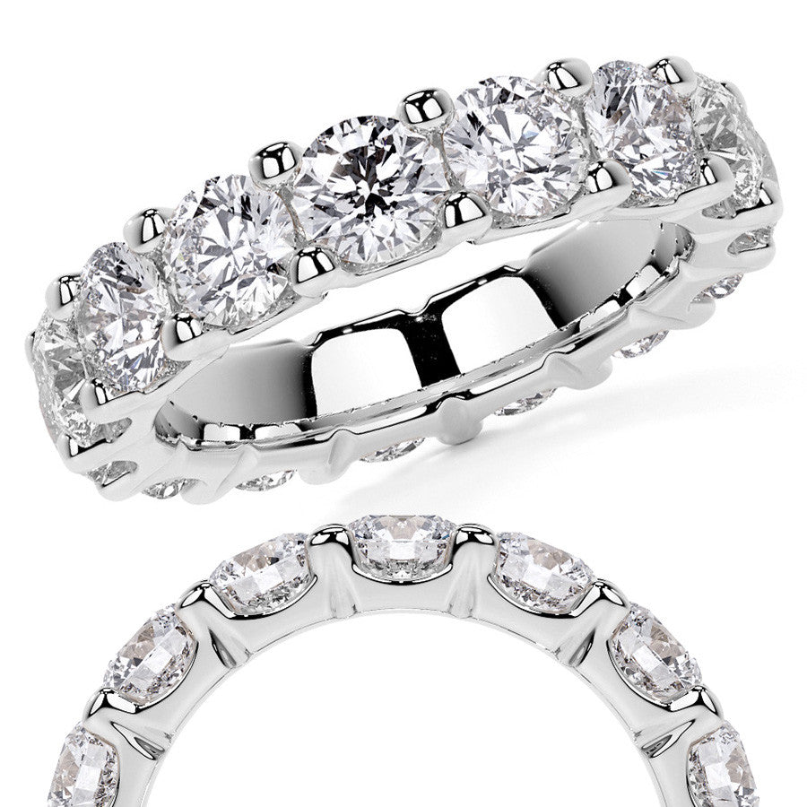 Round Brilliant U-Prong Moissanite Eternity Ring 4.6ct - 5.2ct