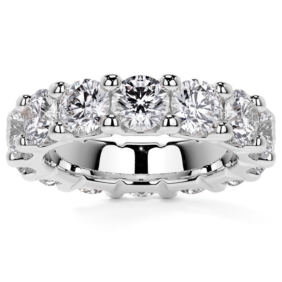 Round Brilliant U-Prong Moissanite Eternity Ring 6.5ct - 7.5ct