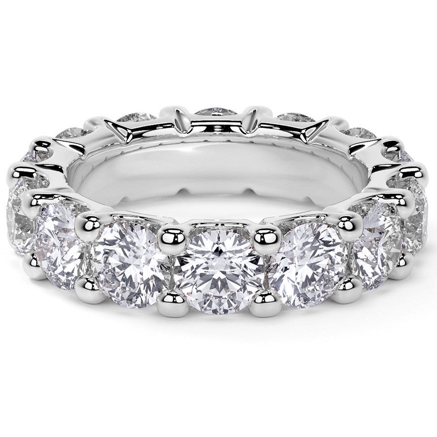 Round Brilliant U-Prong Moissanite Eternity Ring 6.5ct - 7.5ct